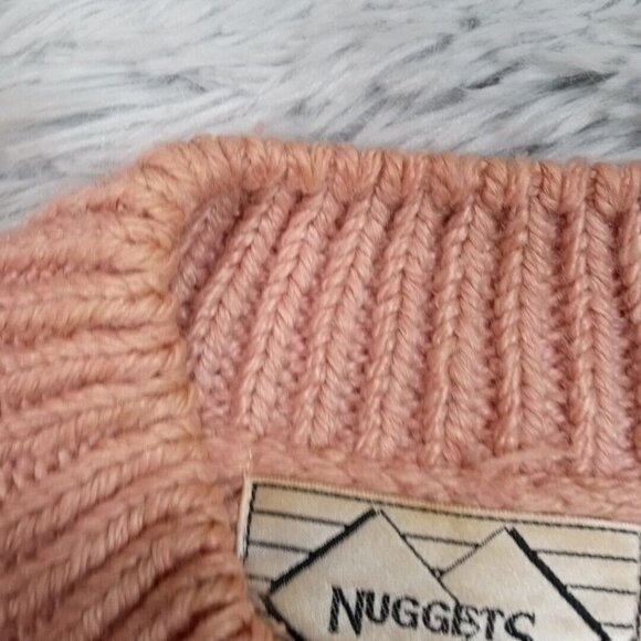 Vintage Nuggets Womens Sweater Pink L Open Knit Stretch Casual Cozy Grandma - Picture 11 of 11